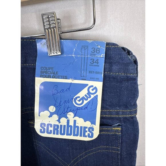 Vintage GWG Scrubbies Jeans Bootcut Men 36X34 Dark Blue Denim 1970s–80s NWT - Picture 4 of 6